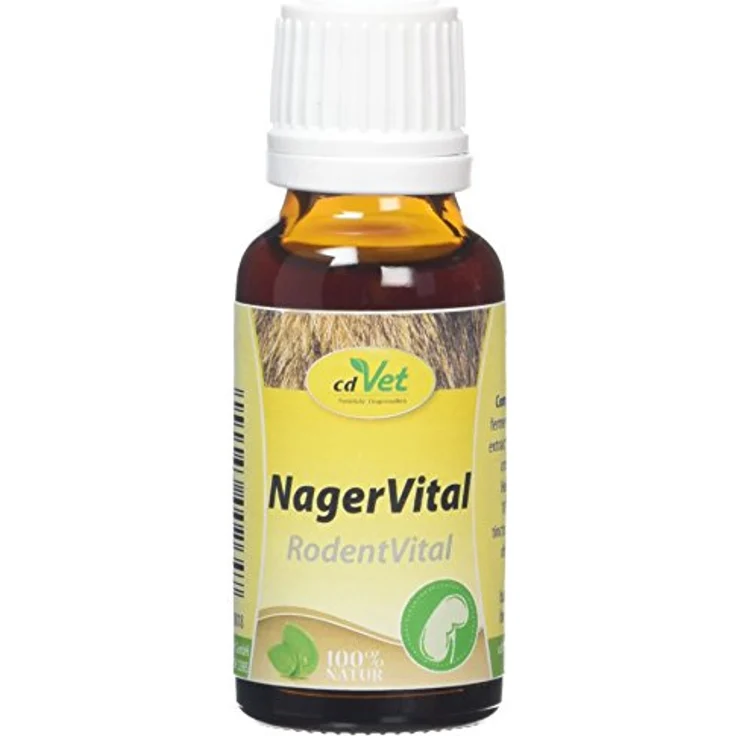 cdVet NagerVital 20 ml, Flüssiges Ergänzungsfuttermittel für Kaninchen und Meerschweinchen, Unterstützung der Leber- und Nierenfunktion, positive Einfluss auf Haut und Haar, deutsche Qualitätsmarke – Bild 1