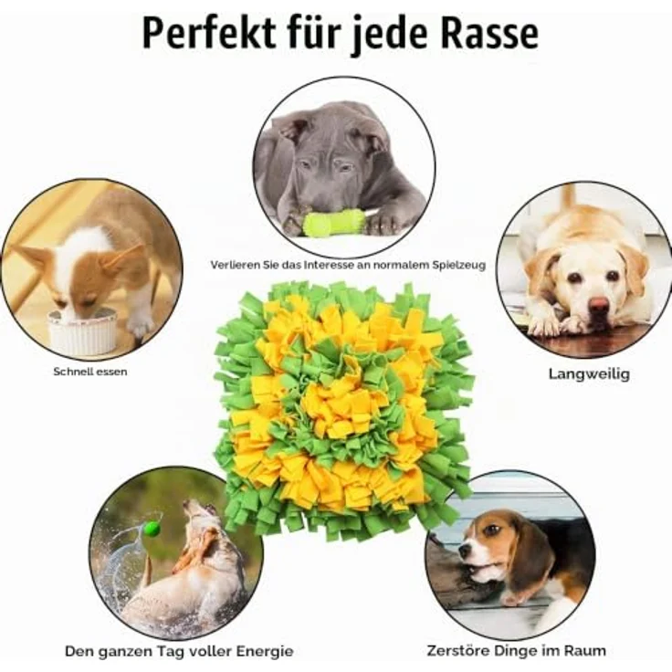 IEUUMLER Schnüffelteppich Hund IE075, Riechen Trainieren Schnüffeldecke 45x45cm, für Hunde und Katzen, gelb & grün – Bild 3