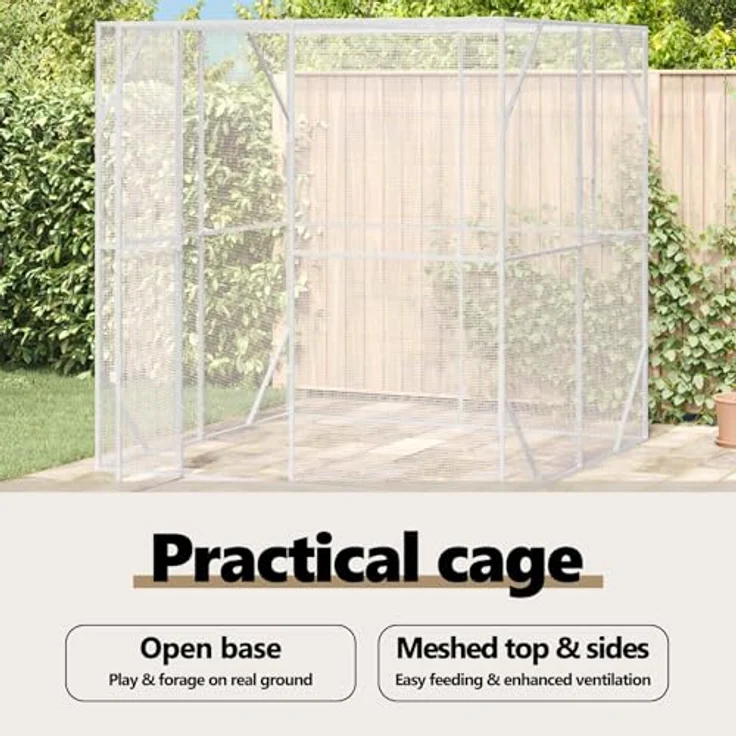 vidaXL Vogelkäfig Anthrazit, 209 x 202 x 214 cm, verzinkter Stahl, robuster Freiluft-Aviary für Garten und Terrasse – Bild 5
