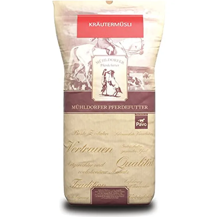 Mühldorfer Kräuter Müsli, 20 kg - Unterstützt Atemwege, haferfrei und gut verdaulich, wertvolle Kräutermischung