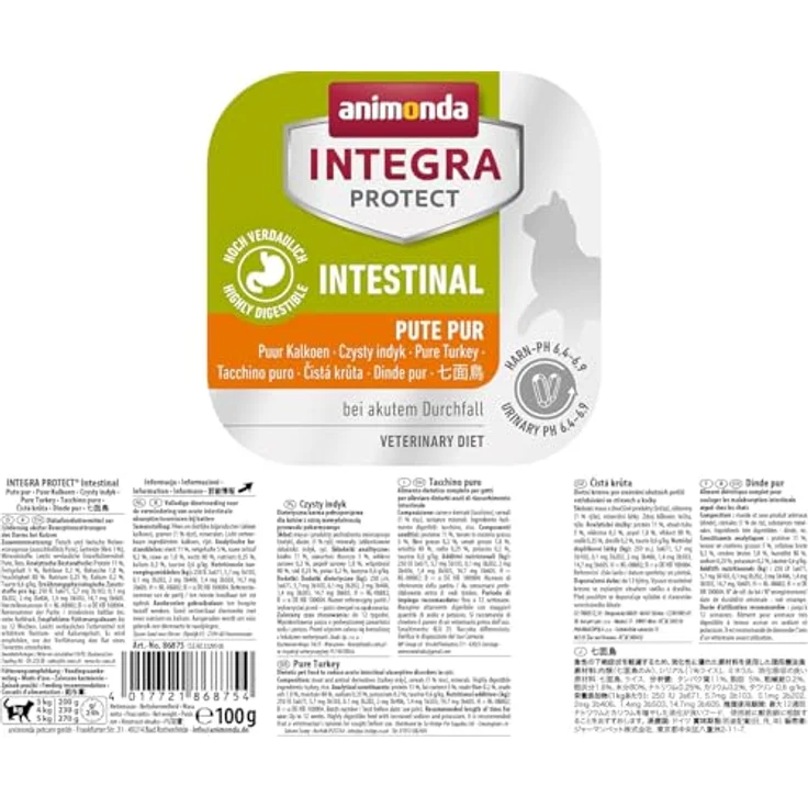 Animonda INTEGRA PROTECT Intestinal Pute Pur, Katzen Diätfutter bei Durchfall & Erbrechen, leicht verdauliches Nassfutter mit Pute und Reis, 16 x 100 g – Bild 5