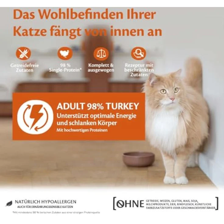 Wellness CORE 98% Truthahn, Nassfutter für Katzen, 12 x 85g, getreidefrei und hypoallergen – Bild 3