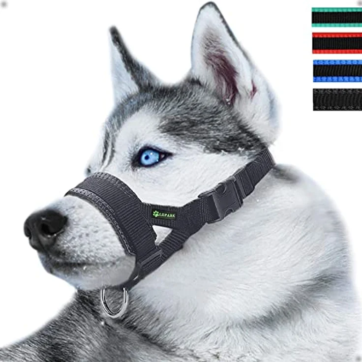 ILEPARK Maulkorb aus strapazierfähigem Nylon, anpassbare Schlinge für Hunde, Größe S, Schwarz - verhindert Beißen, Bellen und Kauen – Bild 1