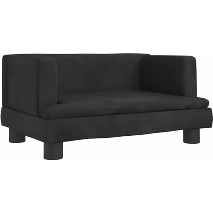vidaXL Hundematratze - Samt (100 % Polyester), massives Kiefernholz, geeignet für kleine Hunde, 60 x 40 x 30 cm, schwarz – Bild 2