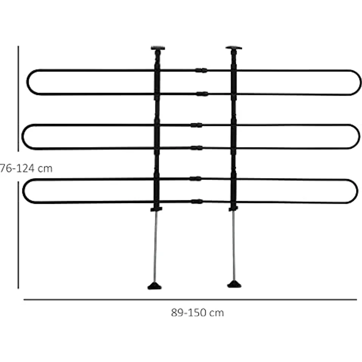 PawHut Hundeschutzgitter Auto, verstellbares Trenngitter aus Stahl für Kofferraum, Maße 89-150 x 76-124 cm, einfach zu montieren – Bild 3