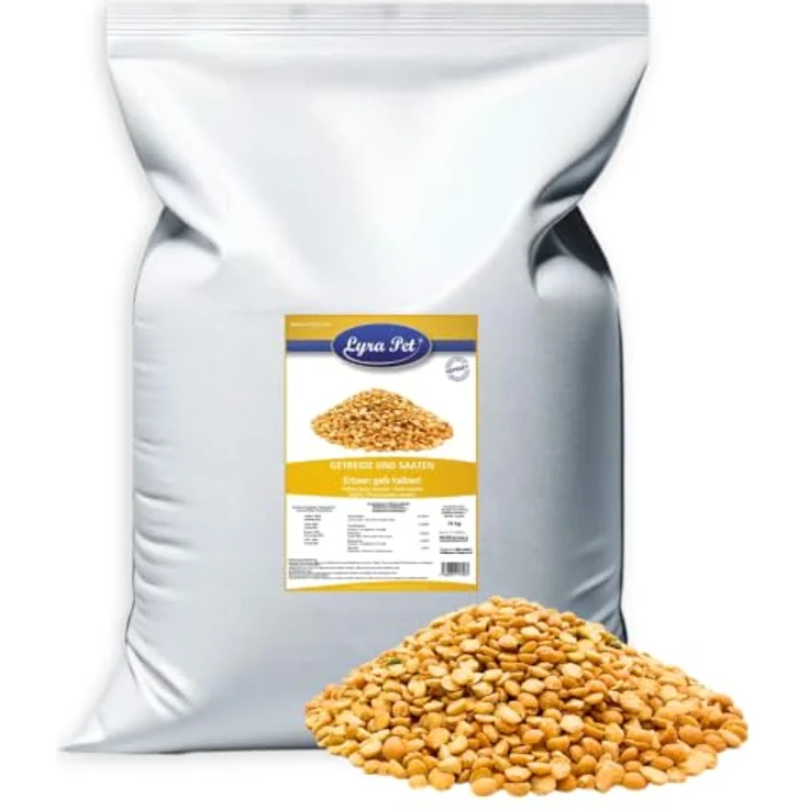 Lyra Pet® 10 kg gelbe Erbsen halbiert - Einzelfutter für Vögel & Nager, 100% natürlich, reich an pflanzlichem Eiweiß und Ballaststoffen