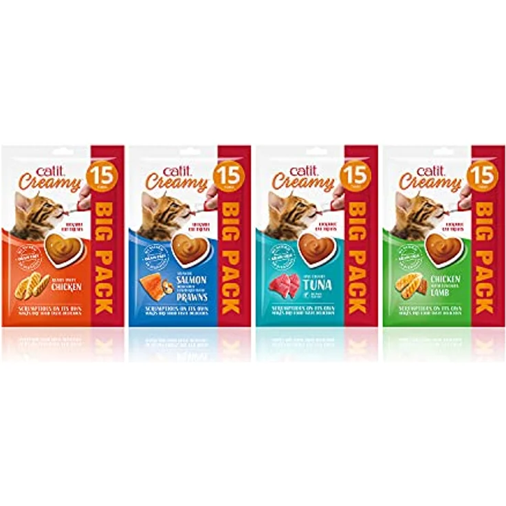 Catit Creamy, flüssigkeitsspendende Leckpaste für Katzen mit Thunfisch, 15 x 10g, reich an Eiweiß und Aminosäuren – Bild 5