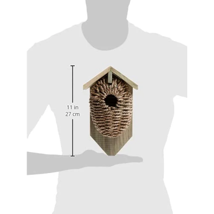 Esschert Design Nistkasten, Vogelhaus mit Höhle aus Seegrass, ca. 15 cm x 10 cm x 26 cm – Bild 4