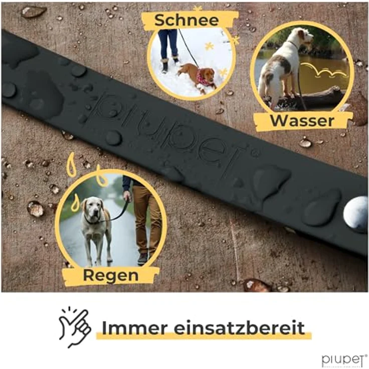 PiuPet® Schleppleine für Hunde, wasserabweisend, 5m/10m/20m, reißfest, schwarz – Bild 4