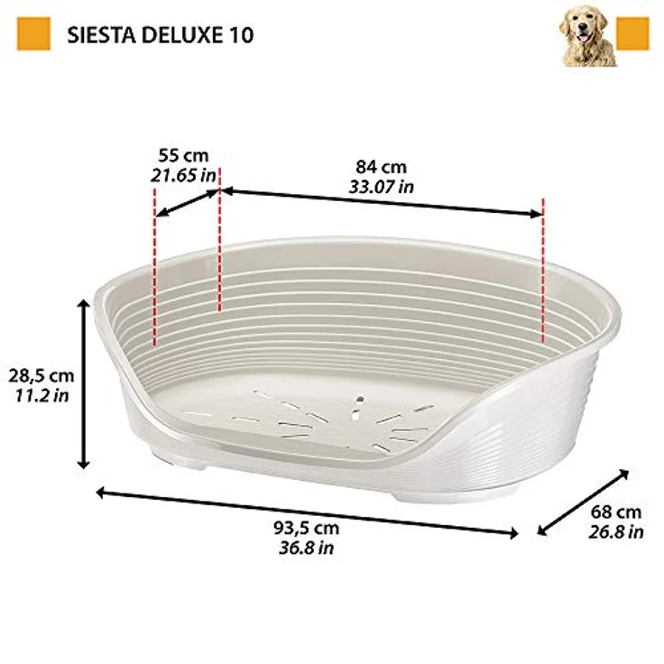 Ferplast Siesta Deluxe Hundebett, großes Kunststoff-Hundebett 84 x 55 x h 28,5 cm, waschbar, atmungsaktiv, rutschfest, Bordeaux – Bild 3