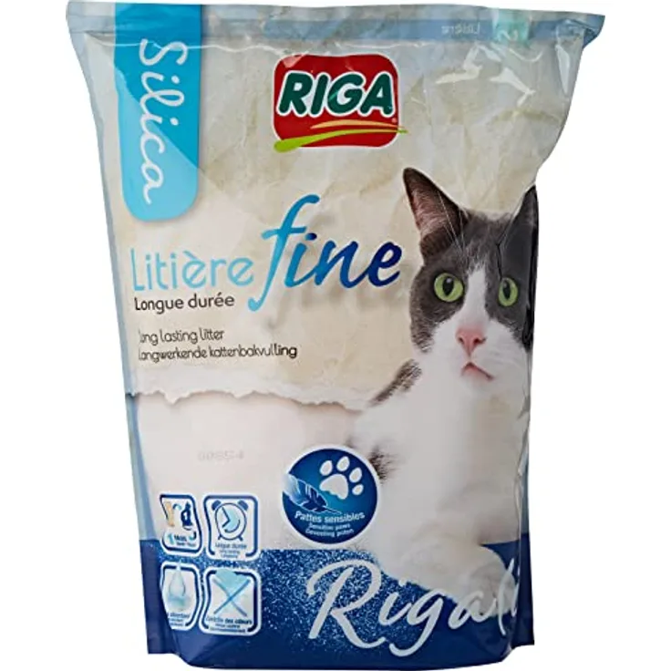 Riga Rigalit Feinkörnig, hyperabsorbierendes Katzenstreu aus mineralischem Silica-Gel, geruchsabsorbierend und bakterienhemmend, 1.6 kg (1er Pack)