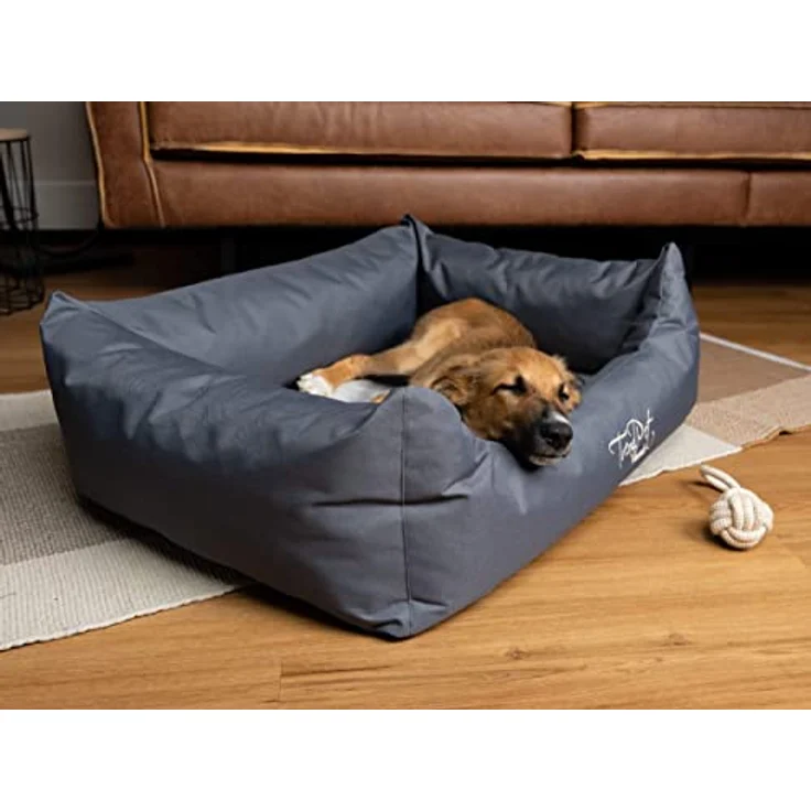 TrendPet Viscado, orthopädisches Hundebett grau mit gepolstertem Bezug, 5 cm viskoelastischer Wendematratze, wasserabweisend, 4 Größen, waschbar – Bild 2
