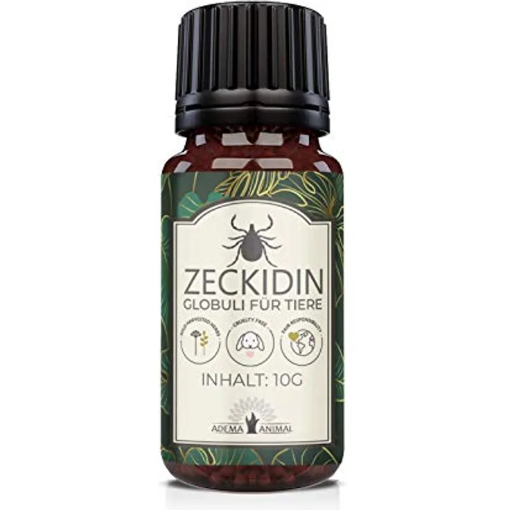 Adema Animal® Zeckidin Globuli, natürlicher Zeckenschutz für Hunde und Katzen, 100% pflanzlich