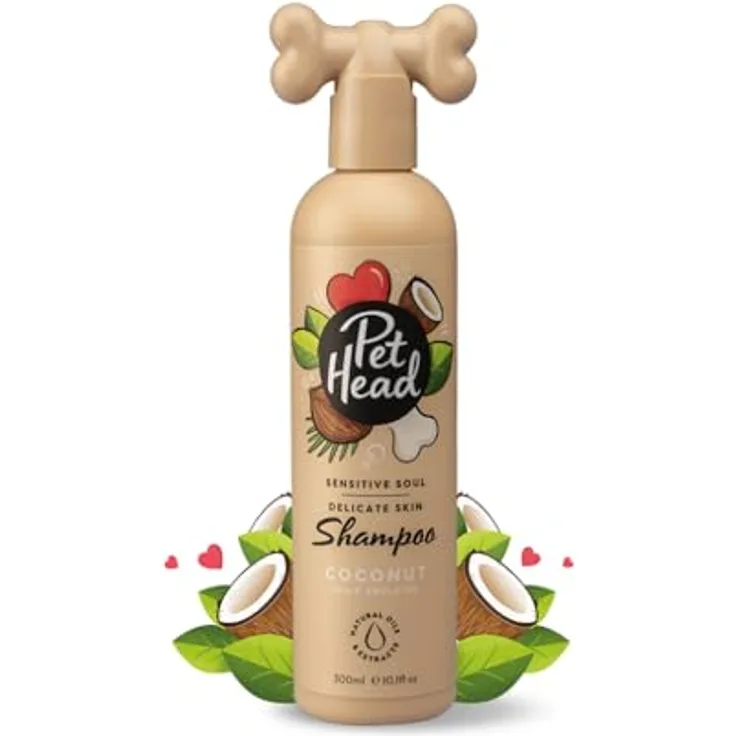 Pet Head Sensitive Soul Hundeshampoo, pH-neutrale Pflege für empfindliche Haut, Kokosnussduft, vegan, 300ml