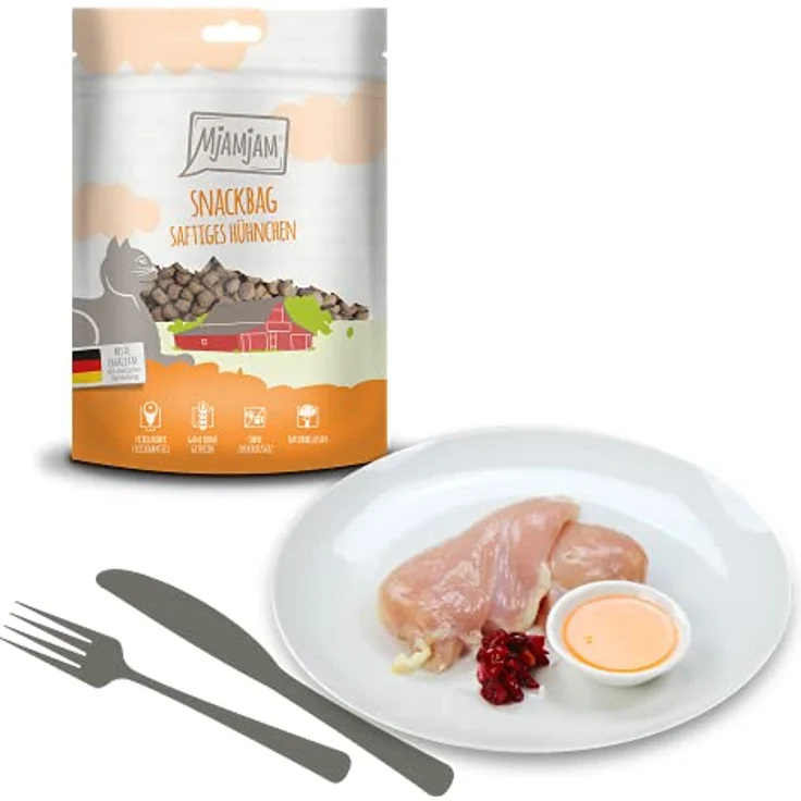 MjAMjAM Premium Katzensnack, Snackbag mit saftigem Hühnchen, 125 g, naturbelassen ohne synthetische Konservierungsstoffe – Bild 2