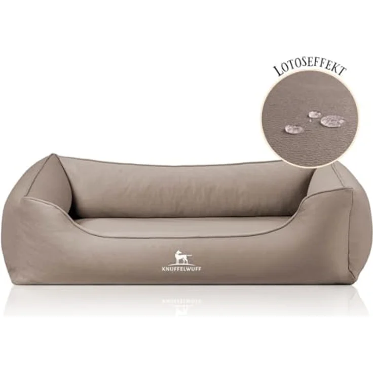 Knuffelwuff Orthopädisches Hundebett Oliver, S - Hellbraun | Easy Clean Wildlederoptik | Memory Foam | Wasserabweisend waschbar | Gelenkschonend für kleine bis große Hunde – Bild 2