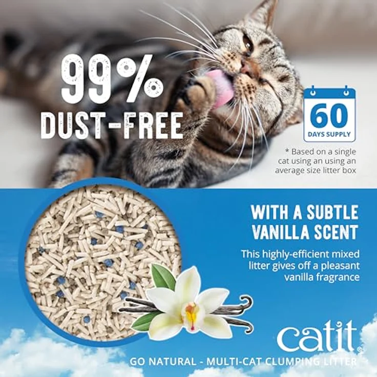 Catit Go Natural, Klumpendes Katzenstreu aus Erbsenhülsen, 99% staubfrei, Vanilleduft, 6,4kg – Bild 5