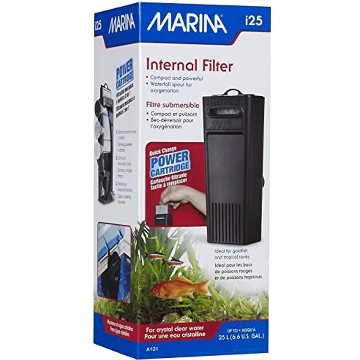 Marina Aquariumfilter Innenfilter i25, kompakter 3-Stufen Wasserfilter für Aquarien bis 25 Liter, energieeffizient