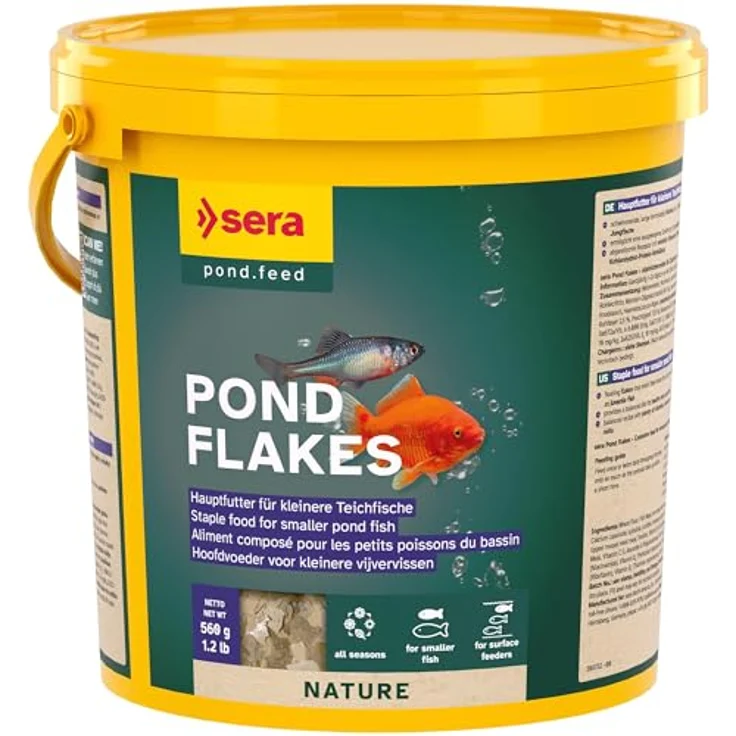 sera Pond Flakes 3,8 L (560g), Hauptfutter für Teichfische ohne Farb- & Konservierungsstoffe, fördert Gesundheit & Wachstum, ideal für Goldfische, Bitterlinge & Jungfische, für sauberes Teichwasser – Bild 1