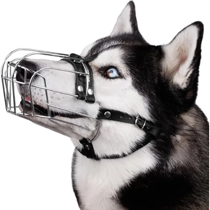 BRONZEDOG Hundemaulkorb Verstellbar, Robuster PVC/Metalldrahtkorb für Große und Sehr Große Hunde, Atmungsaktiv und Trinkfähig, Mit Lederbändern, Ergonomisches Design, Ideal für Husky und Doberman – Bild 1