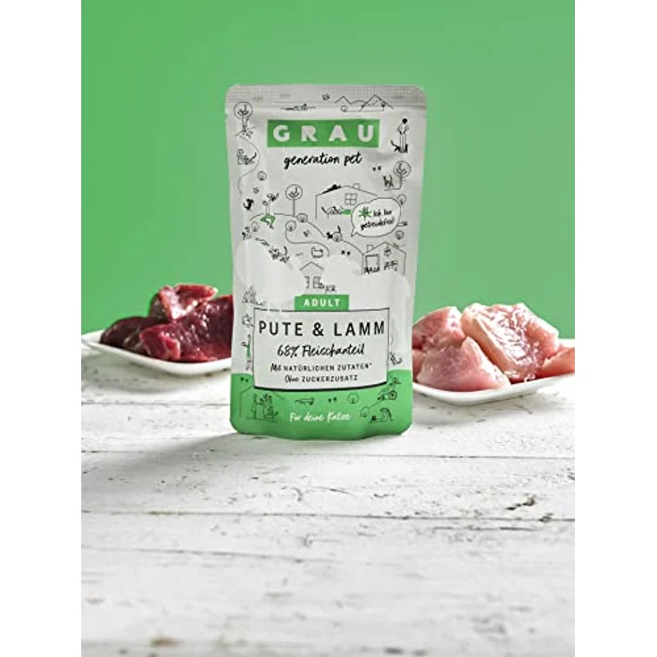 GRAU Nassfutter für Katzen - Pute & Lamm, getreidefrei, 16er Pack (16 x 125 g), leicht verdaulich und vitaminreich, für sensible Katzen – Bild 4