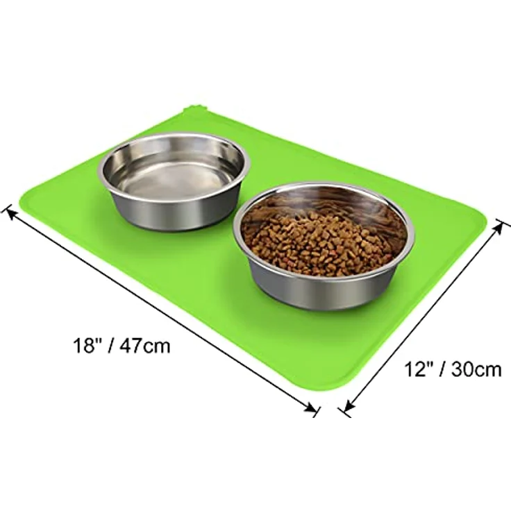 Joytale Silikon-Futtermatte für Hunde, rutschfest und wasserdicht mit erhöhtem Rand, 47 x 30 cm, Grün – Bild 2
