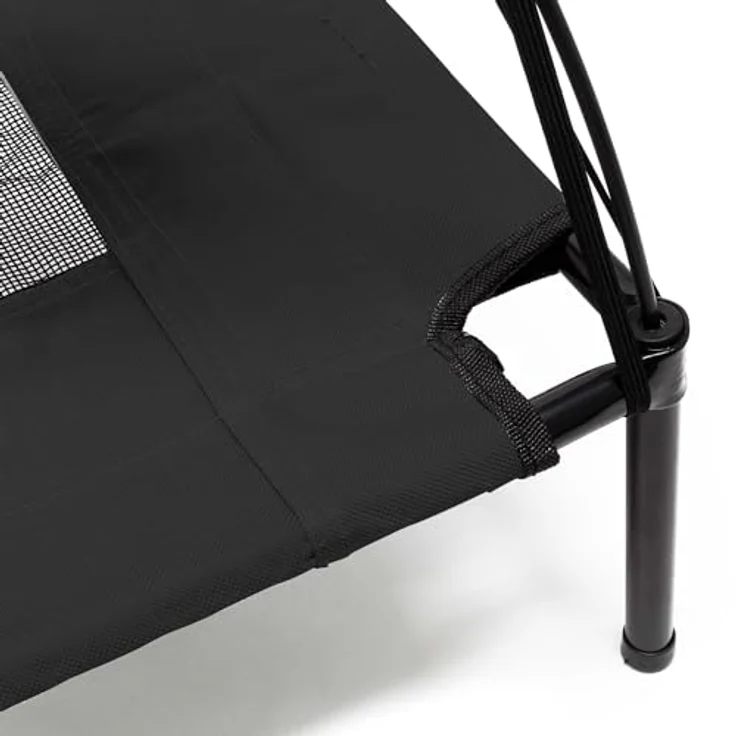 Wiltec Hundebett mit Dach Schwarz, 60 x 45 x 16 cm, Outdoor Katzenliege mit abnehmbarem Sonnendach, für Hunde bis 15 kg – Bild 3