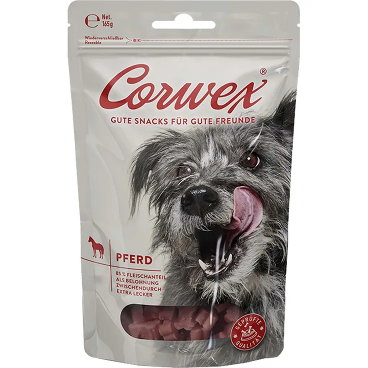 Corwex Soft Treats Pferd, glutenfreie Hundesnacks mit hypoallergenem Pferdefleisch, 165g