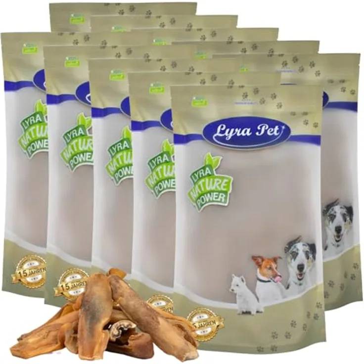 Lyra Pet® Rinderkopfhaut Kausnack für Hunde, 10 kg, goldbraun dunkel, proteinreich, fettarm, naturbelassen