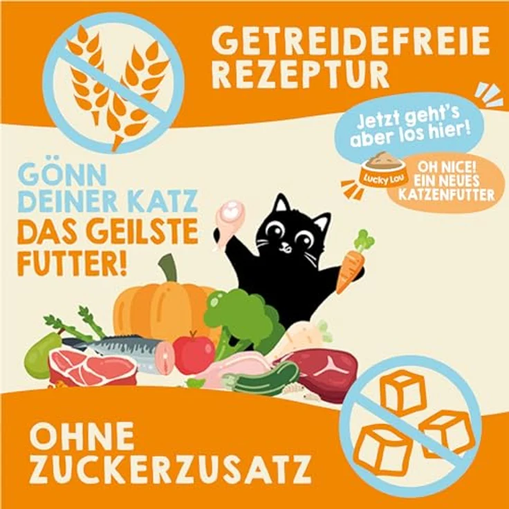 Lucky Lou Adult Mix-Paket Katzenfutter nass, 24 x 400g, getreidefreies Hochwertiges Nassfutter mit viel Protein, ohne Zucker, Made in Germany – Bild 5
