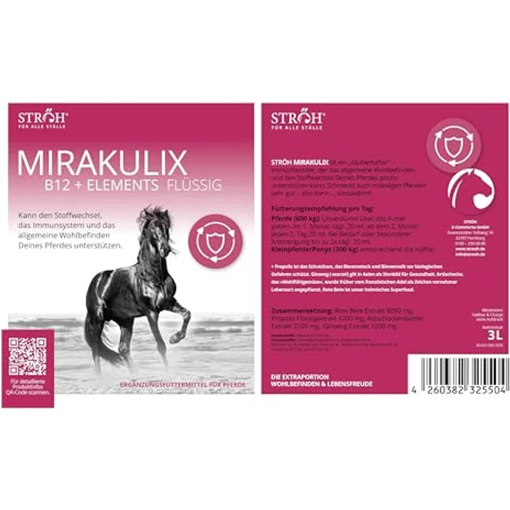 STRÖH MIRAKULIX (3l) Vitamin B12 für Pferde, Nahrungsergänzung zur Unterstützung von Immunsystem und Verdauung, immunstärkender Booster – Bild 2