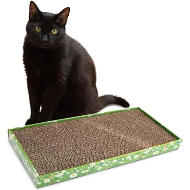 OEM Kartonner Krabpaal mit Katzenkraut, 48x25x5cm, Braun, funktionales Design mit Catnip
