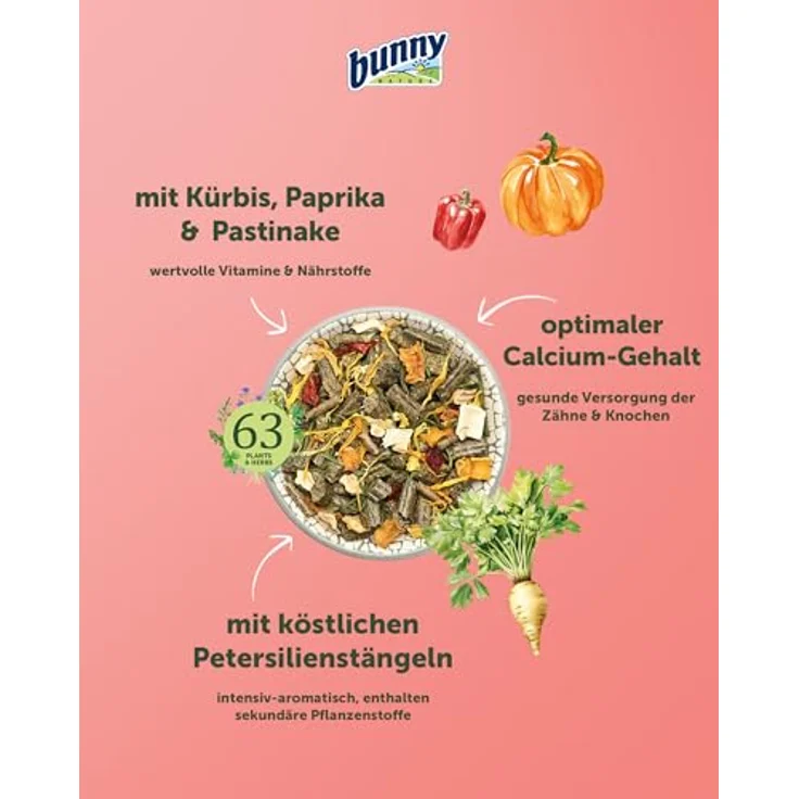 bunnyNature KaninchenTraum Vegetables, Alleinfuttermittel für Zwergkaninchen ab 6 Monaten, 63 Pflanzen & Kräuter, 4kg – Bild 3