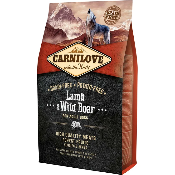 Carnilove Dog Adult - Lamm und Wildschwein, Hunde-Trockenfutter für ausgewachsene Hunde, 4kg