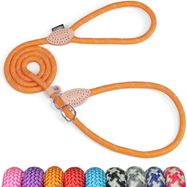 Grand Line Retrieverleine mit Zugstopp, 150 cm Moxonleine für Hunde in Orange, reflektierend und langlebig, 6mm – Bild 1