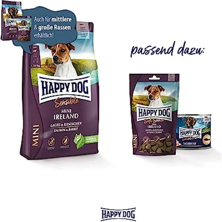Happy Dog Sensible Mini Ireland, Trockenfutter für kleine Hunde bis 10 kg, mit Lachs und Kaninchen, 4kg – Bild 5