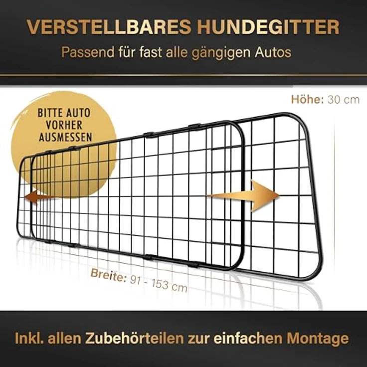 HELDENWERK Universal Kofferraum Trenngitter für Hunde, stufenlos verstellbares Schutzgitter mit Kopfstützen-Befestigung, platzsparendes Design für Kombis, SUVs und Vans – Bild 2