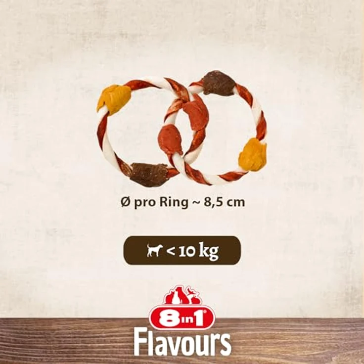 8in1 Triple Flavour Rings XS/S, Kausnacks für Hunde mit extra viel Fleisch, 80g Beutel (2 Doppelringe), reich an Proteinen, ohne Zucker und künstliche Aromen – Bild 4