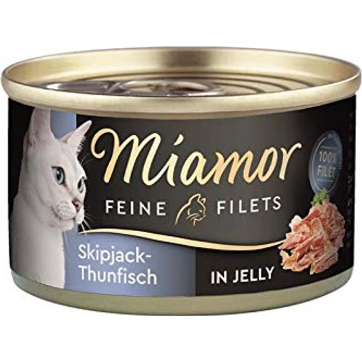 Miamor feine Filets mit Skipjack-Thunfisch in Jelly, Nassfutter für Katzen, 24 x 100g, leicht verdaulich und hochwertig – Bild 1