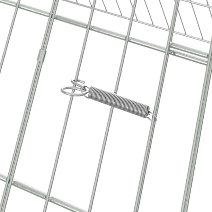 vidaXL Hasenkäfig Silber 215 x 100 x 85 cm, Verzinkter Stahl, Wetterfest und Robust für Garten und Terrasse – Bild 5