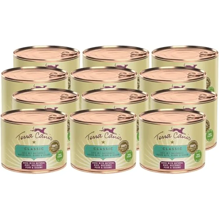 Terra Canis Ente, Naturreis, Rote Bete & Birne - Classic Nassfutter, 12x200g, Premium Hundefutter in 100% Lebensmittelqualität, allergen- & getreidearm, reichhaltig & gesund