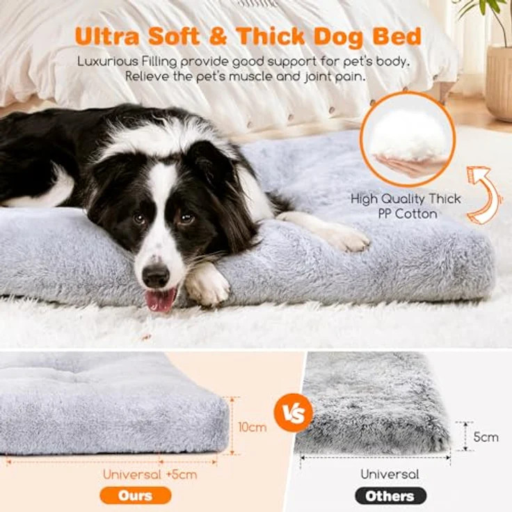 Nobleza Hundebett XL, Waschbar, Super Weiches Plüsch, Rutschfester Boden, Anti-Angst, 110x73x10 cm – Bild 2