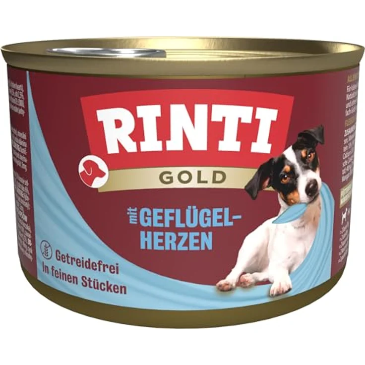 Rinti Gold Sparpaket, 24 x 185 g Geflügelherzen, Hundefutter ohne Formfleisch und künstliche Zusätze – Bild 1