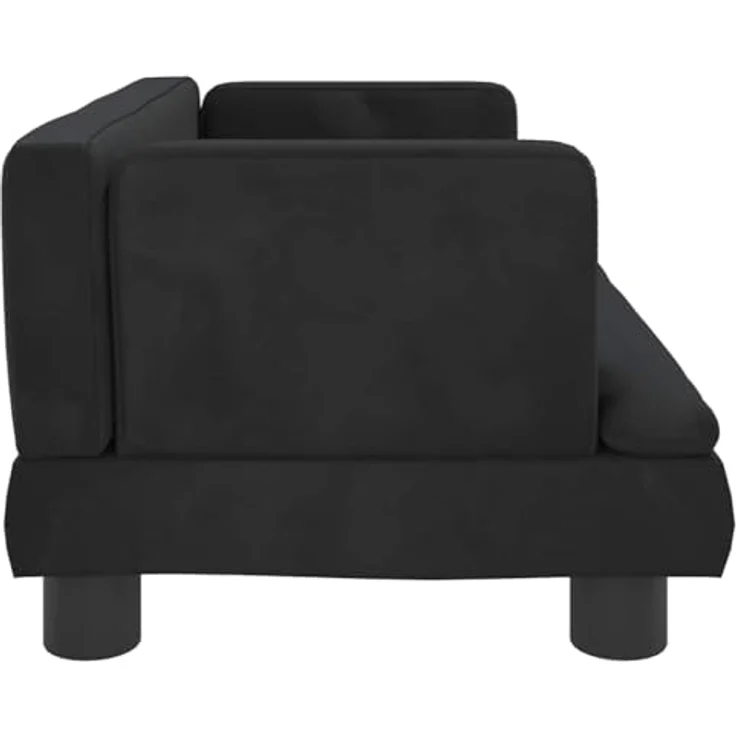 vidaXL Hundematratze - Samt (100 % Polyester), massives Kiefernholz, geeignet für kleine Hunde, 60 x 40 x 30 cm, schwarz – Bild 6