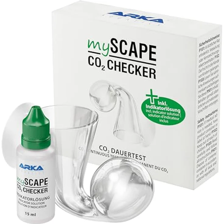 ARKA mySCAPE CO2 Dauertest Aquarium, Glas Dropchecker mit 15 ml Indikatorlösung, präzise CO2 Überwachung für Aquascaping und Pflanzenaquarien – Bild 1