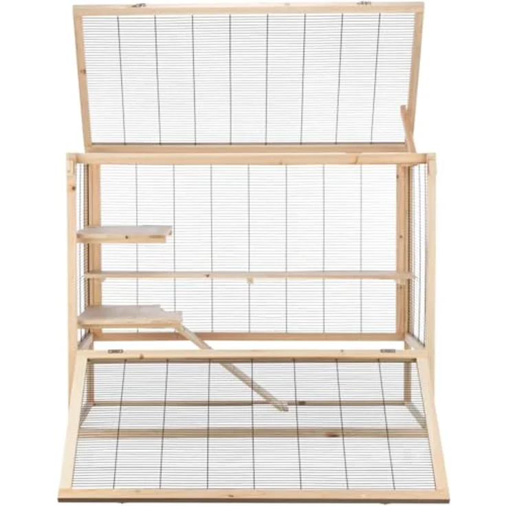 Trixie Mäuse Nagerheim mehrstöckig, geräumiger Kleintierkäfig mit 3 Plattformen und Acrylscheibe, natur, L 100 x B 50 x H 80 cm – Bild 3