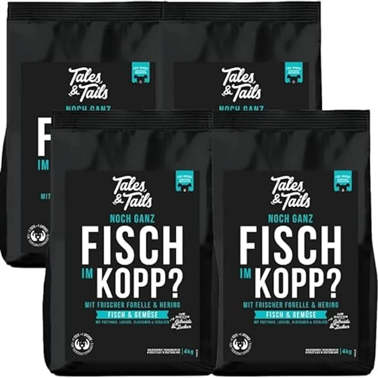 Tales & Tails Fisch Im Kopp, Halbfeuchtes Trockenfutter für Hunde, Getreidefrei, 60% Fisch, Hohe Verträglichkeit, 4x 4kg – Bild 1