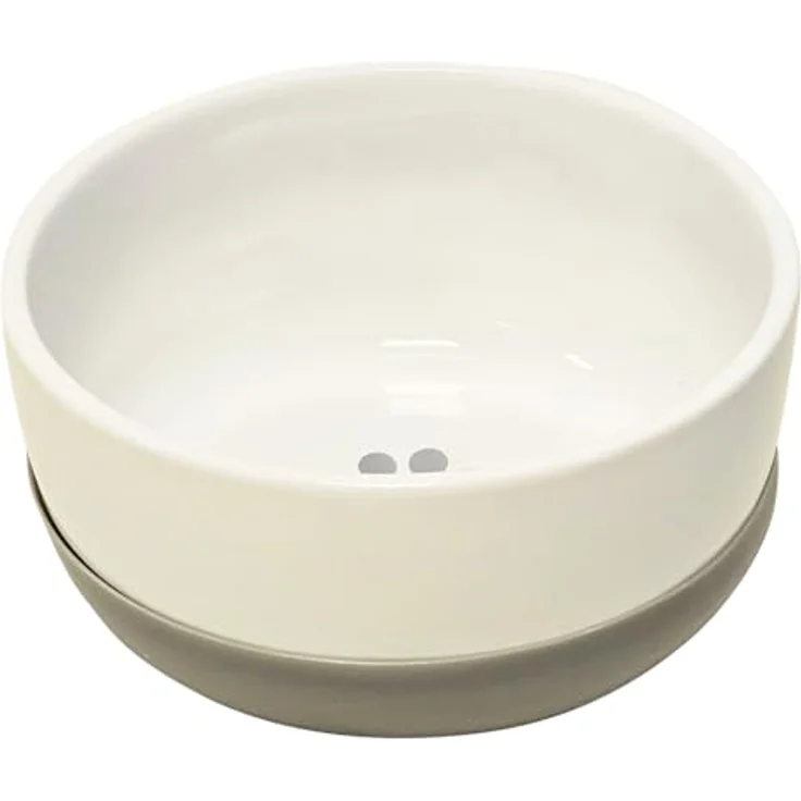 Nobby Hunde Keramik Napf SABIT, rutschfest im modernen Pfoten-Design, weiß/grau, Ø 19,5 cm, 2.000 ml, spülmaschinengeeignet – Bild 1