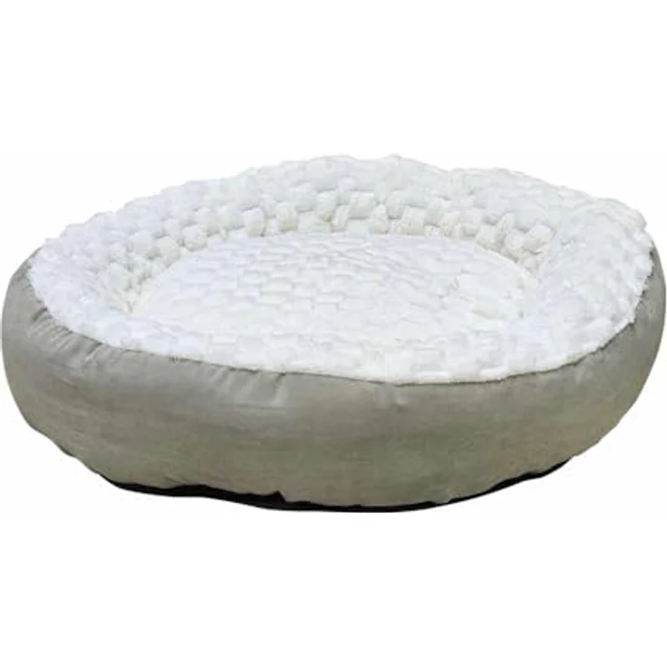Nobby Komfortbett Donut Classic Diamond, kuschelig weich mit Anti-Rutsch-Beschichtung, creme, Ø 70 x 18 cm – Bild 1