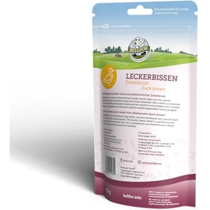 Bellfor Leckerbissen für Hunde, Entenbrust, 50 g - Gefriergetrockneter, getreidefreier Snack für empfindliche Hunde, leicht verdaulich, ohne künstliche Zusatzstoffe – Bild 5